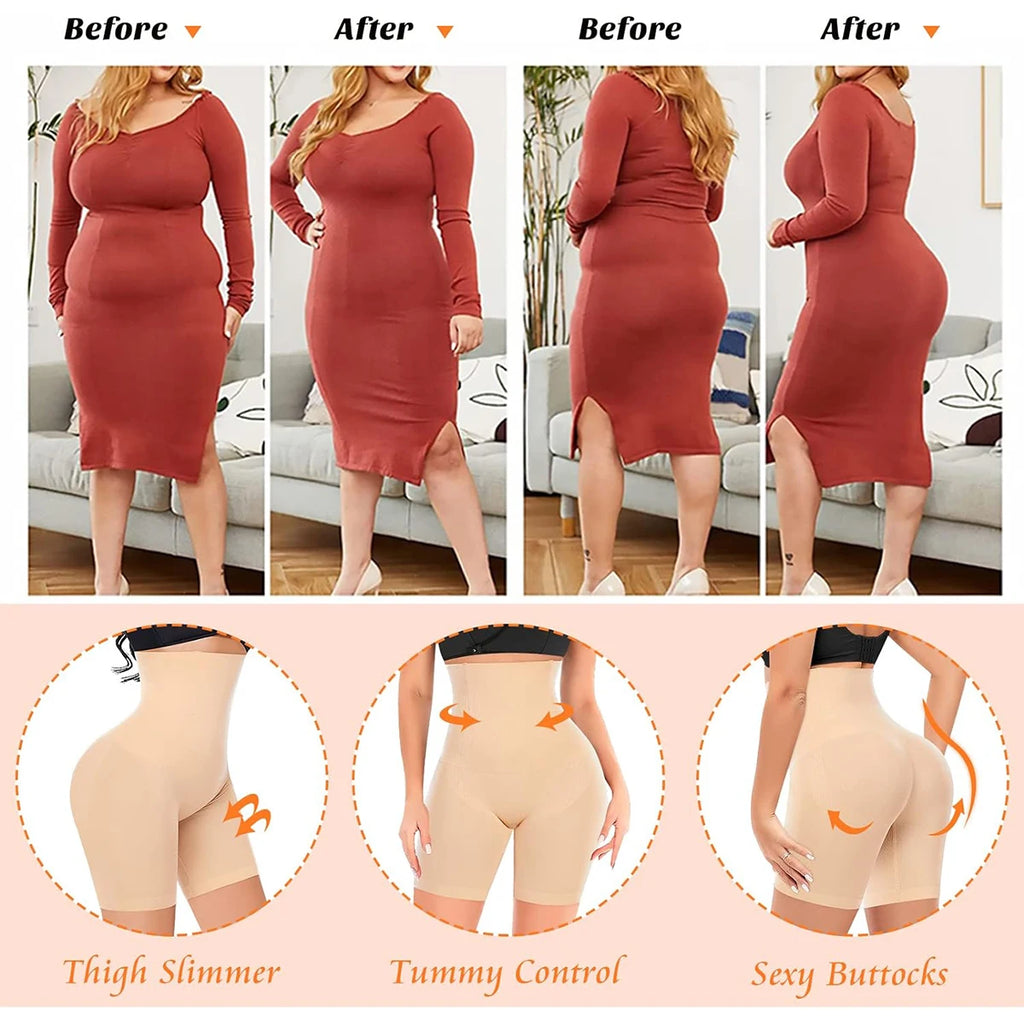 Womens Tummy Control Shapewear Shorts High Waisted Body Shaper Panties Slip Shorts under Dresses Thigh Slimmer Waist Trainer