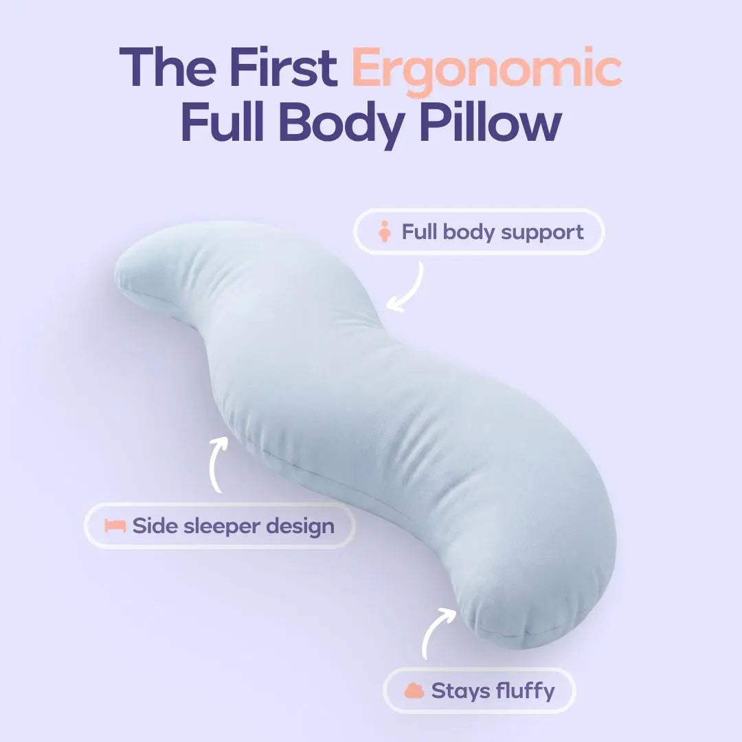 Mellow Sleep | Bodyalign Pillow - Full Body Ergonomic Support Pillow for Back, Belly, Hips & Legs, Cooling Side Sleeper Pillow for Pregnancy, Maternity & Body Pain Relief