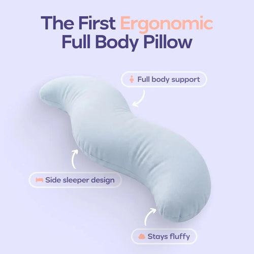 Mellow Sleep | Bodyalign Pillow - Full Body Ergonomic Support Pillow for Back, Belly, Hips & Legs, Cooling Side Sleeper Pillow for Pregnancy, Maternity & Body Pain Relief