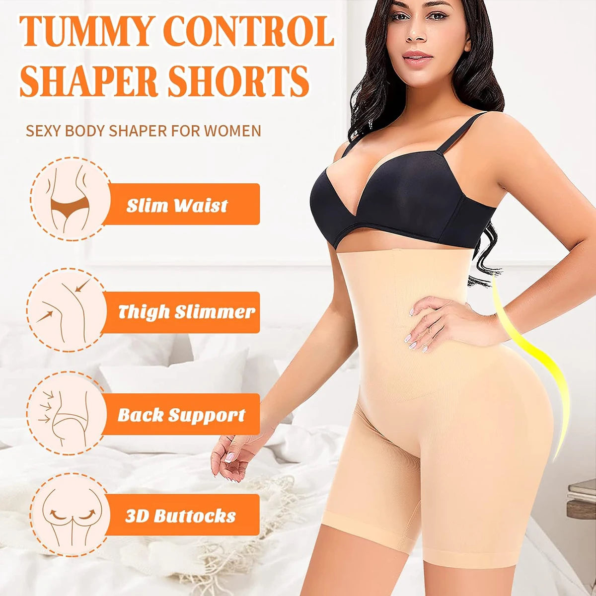 Womens Tummy Control Shapewear Shorts High Waisted Body Shaper Panties Slip Shorts under Dresses Thigh Slimmer Waist Trainer