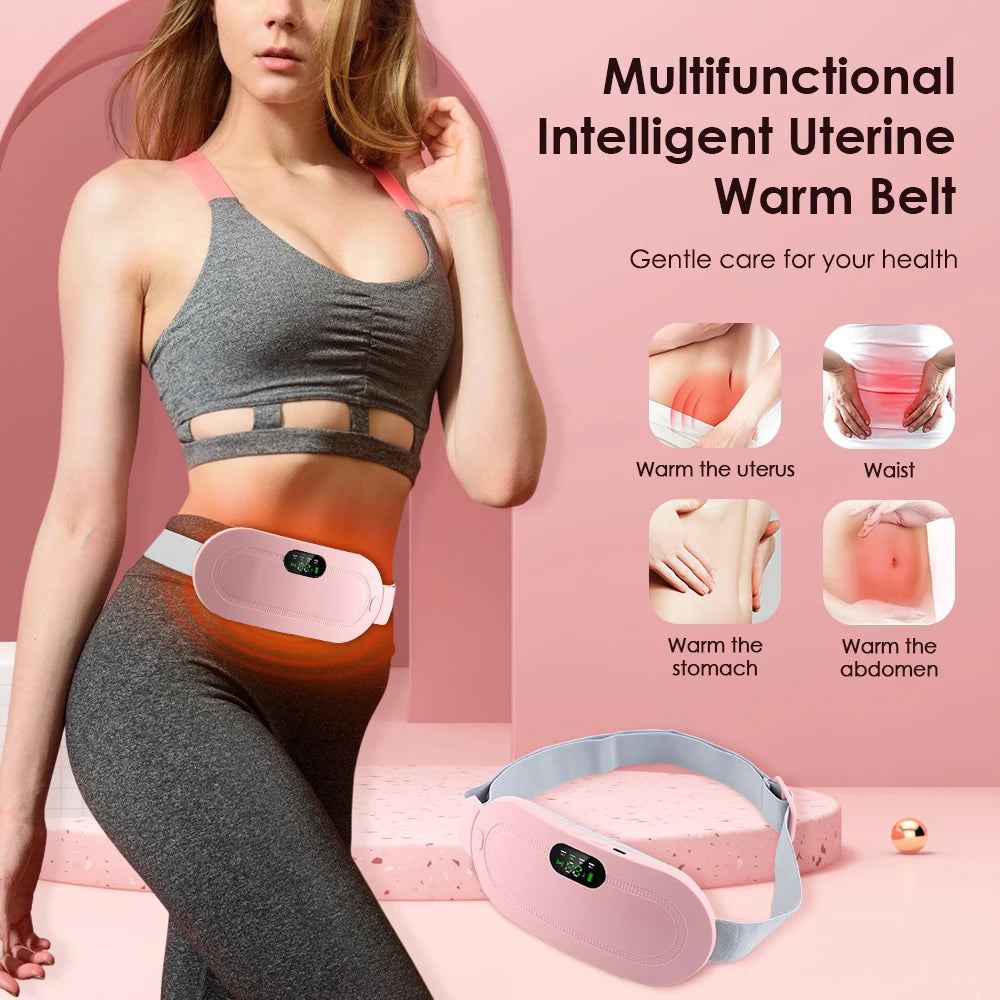 Electric Menstrual Massager Heating Vibration Period Abdominal Massage Belt Pad for Female Waist Lumbar Warmer Relaxation Device